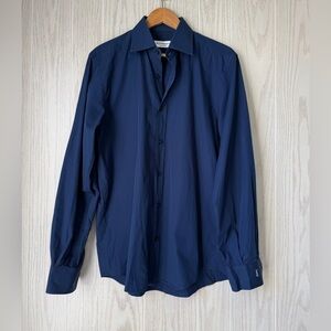 Yves Saint Laurent Pour Homme Navy Italian Cotton Button Down Shirt 41